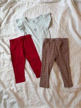 Zara Plaid Girls' Leggings, TCP Red Leggings, Carter’s Onesie 18months
